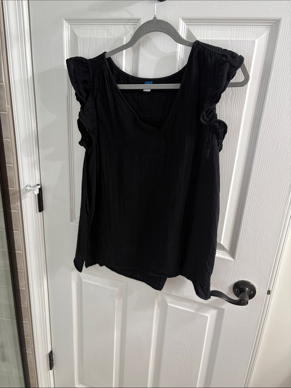 Old Navy Black Flutter Sleeve Blouse